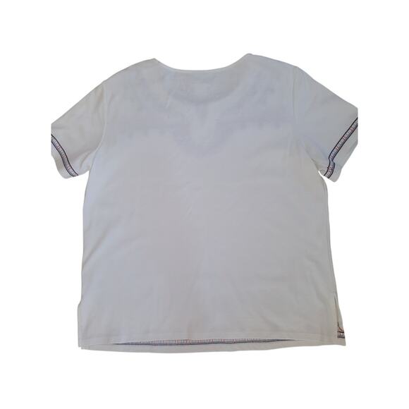 Alfred Dunner Embroidered Shirt White/Blue/Red Beaded Sz M - Picture 5 of 7